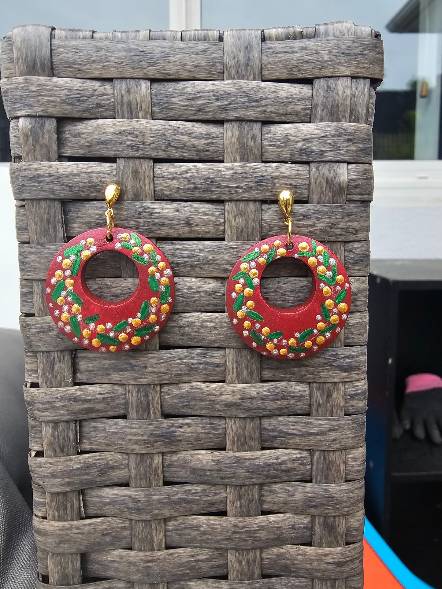 Hand painted Christmas Seasonal Earrings
