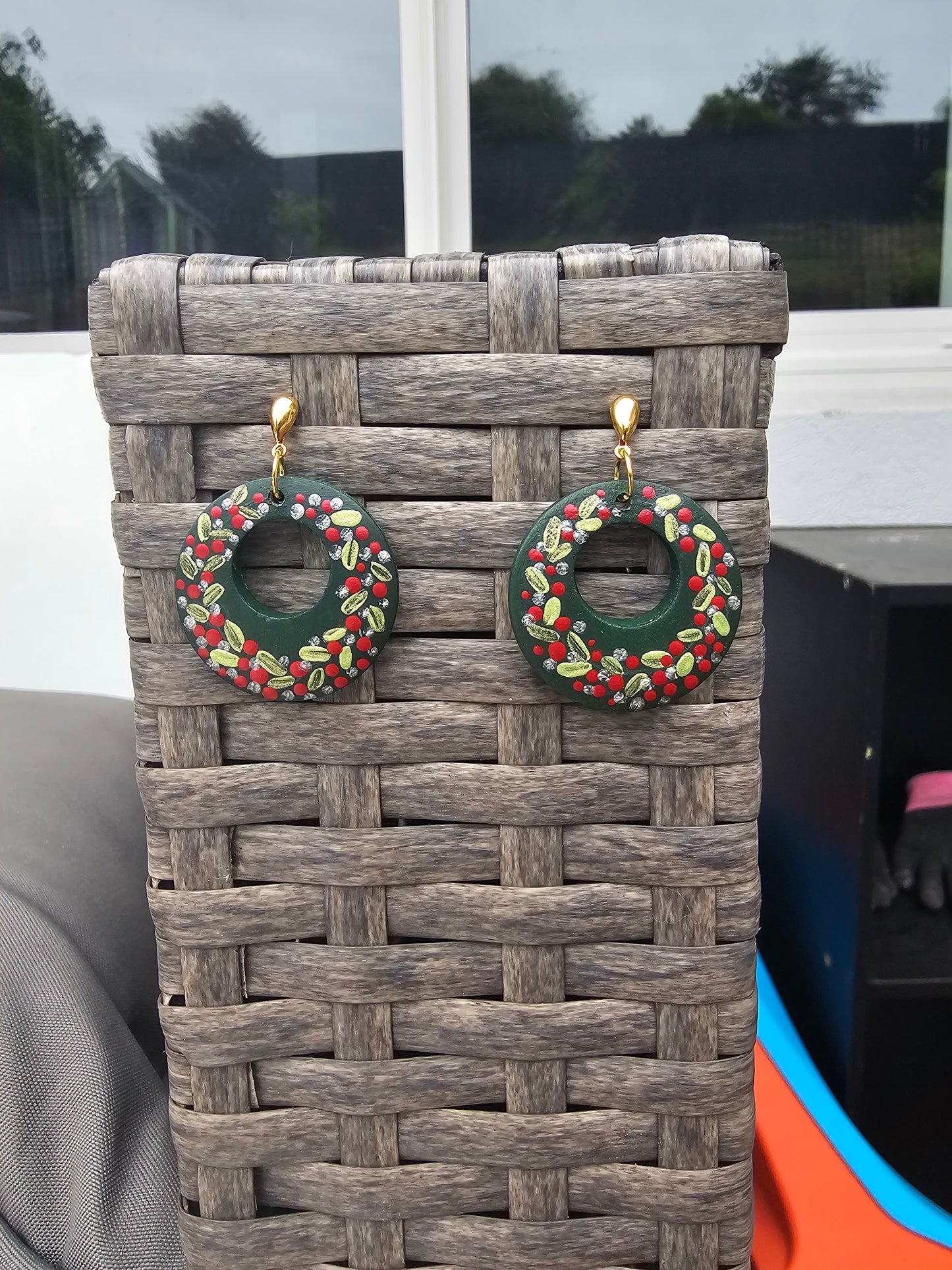 Hand painted Christmas Seasonal Earrings