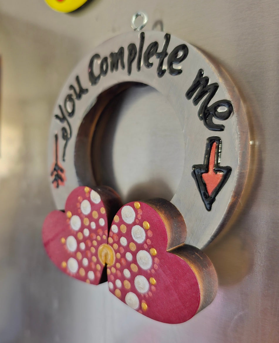 "Everlasting Romance: Wooden Hand-Painted Fridge Magnets"