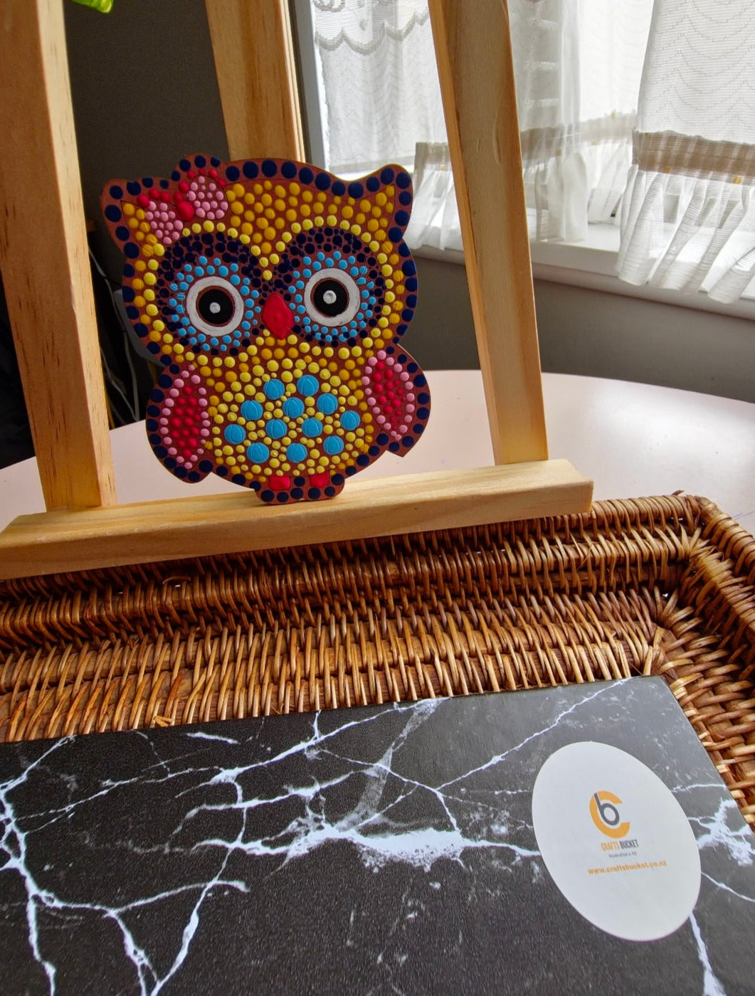 Colourful Owl Dot Mandala Fridge Magnets