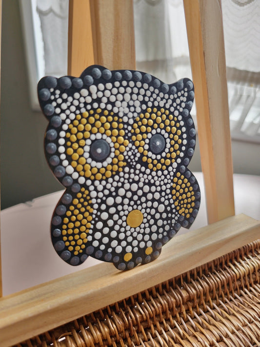 Colourful Owl Dot Mandala Fridge Magnets