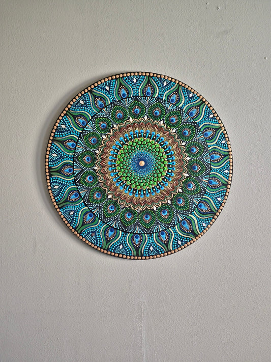 Peacock Inspired Original Hand Painted Mandala Wall Decor Paintings (Commissioned for Joshua & Rebecca)