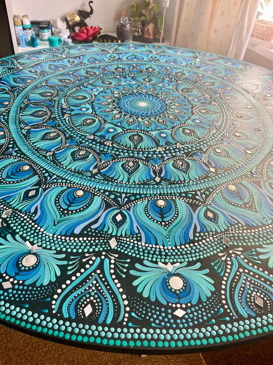 Ocean Whisper: Hand Painted Mandala Wall Decor Paintings (Commissioned For Paul & Bibitha)
