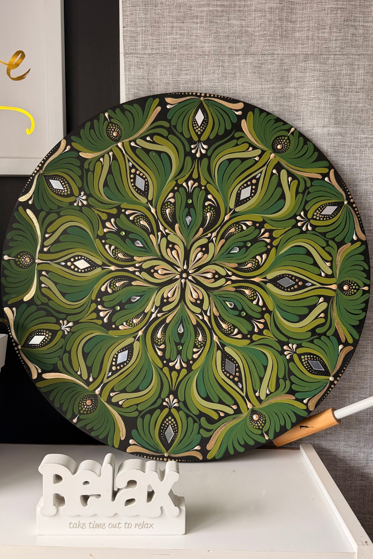 Emerald Harmony Original Mandala Paintings