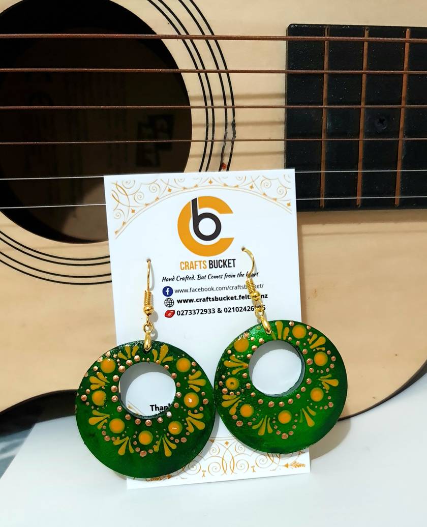 Handpainted Mandala Earrings