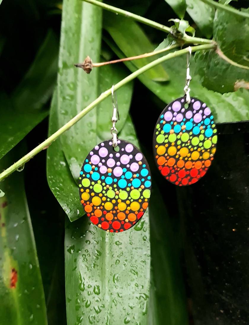 Handpainted Mandala Earrings