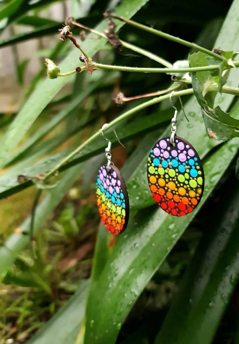 Handpainted Mandala Earrings