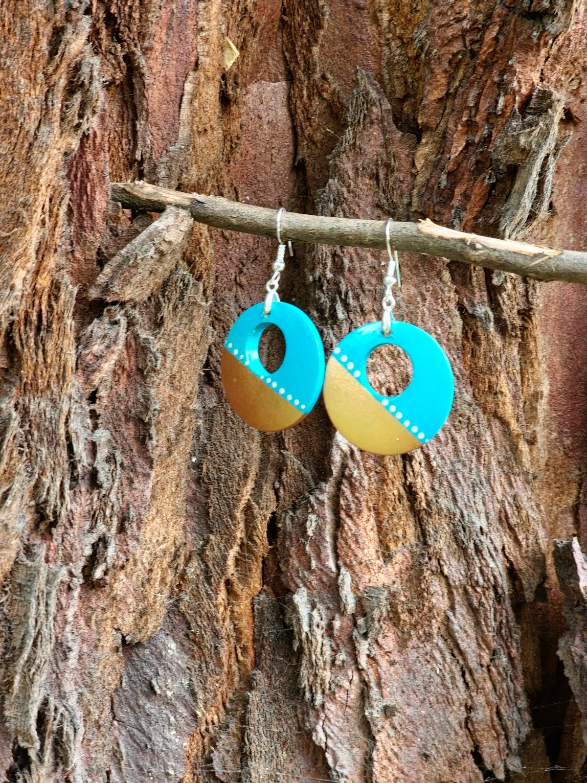 Hand Painted Mandala Earrings