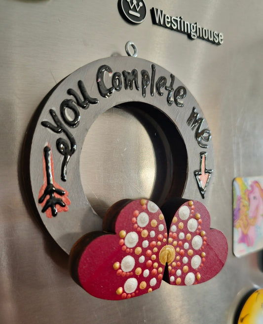 "Everlasting Romance: Wooden Hand-Painted Fridge Magnets"