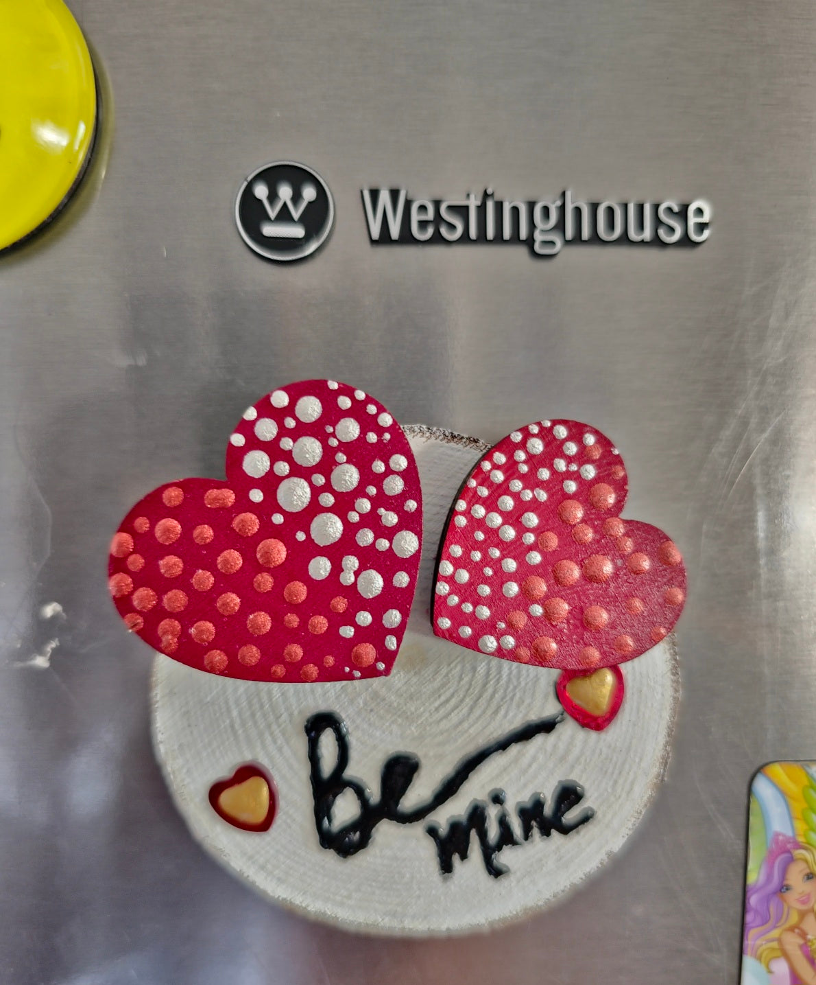 "Be Mine Forever: Romantic Wooden Hand-Painted Fridge Magnets"