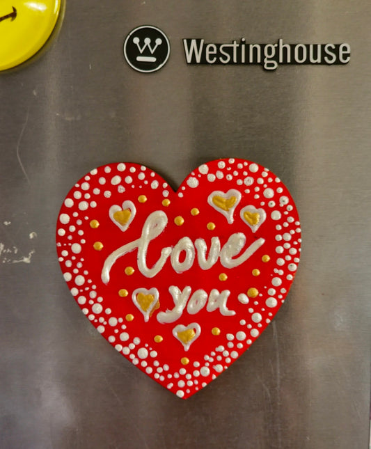 "Whispers of Affection: Hand-Painted Love You Fridge Magnets"
