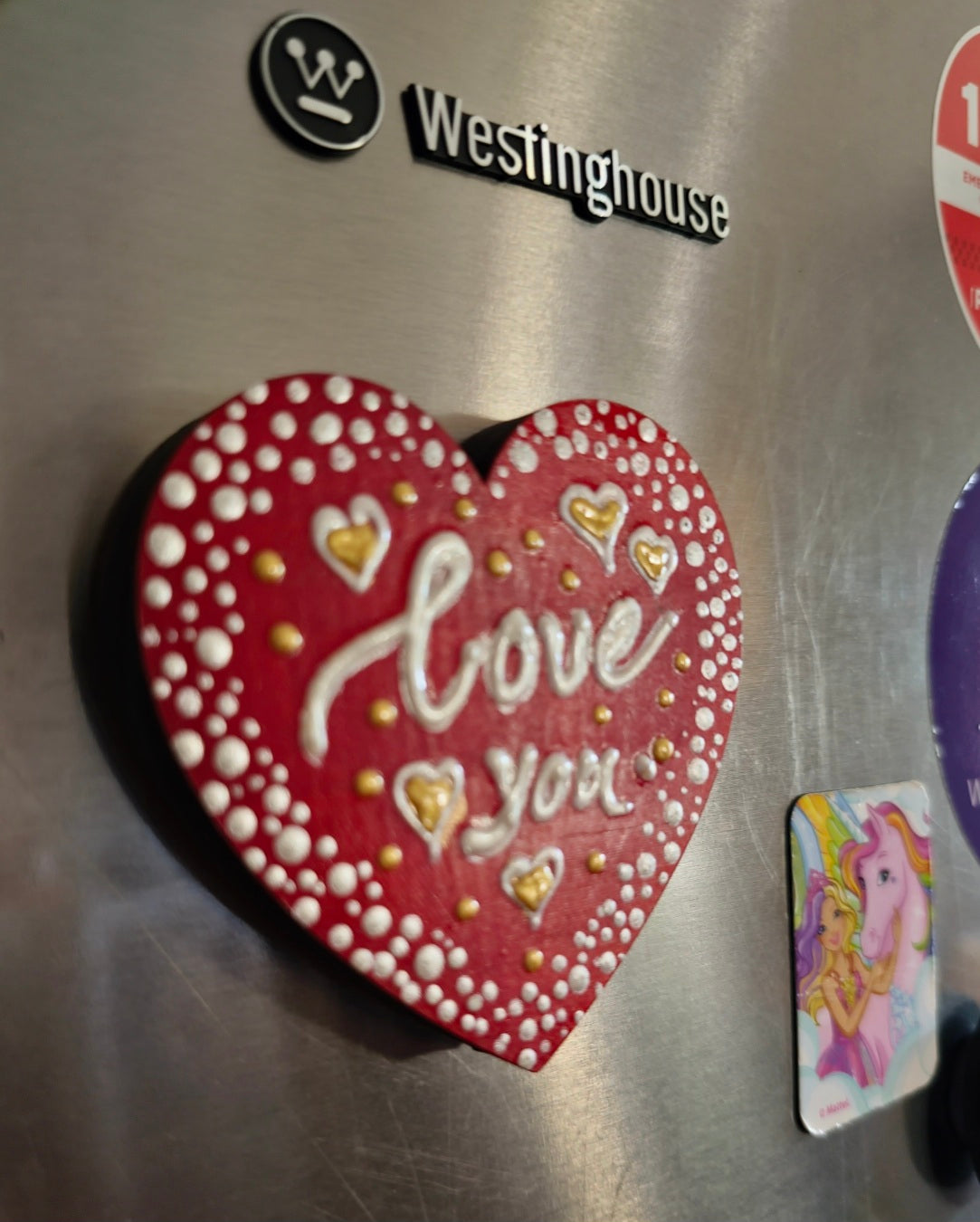 "Whispers of Affection: Hand-Painted Love You Fridge Magnets"