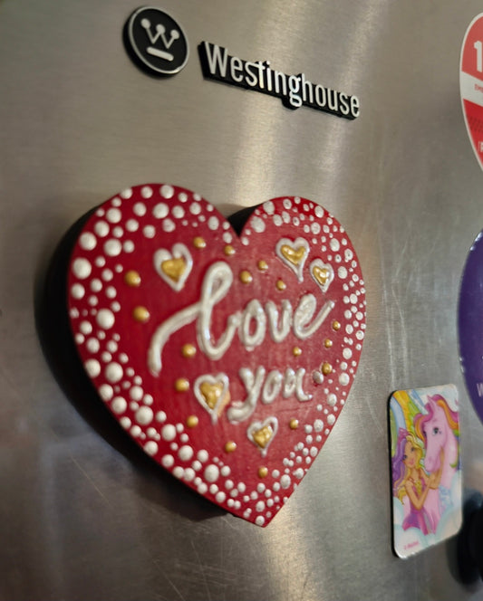 "Whispers of Affection: Hand-Painted Love You Fridge Magnets"