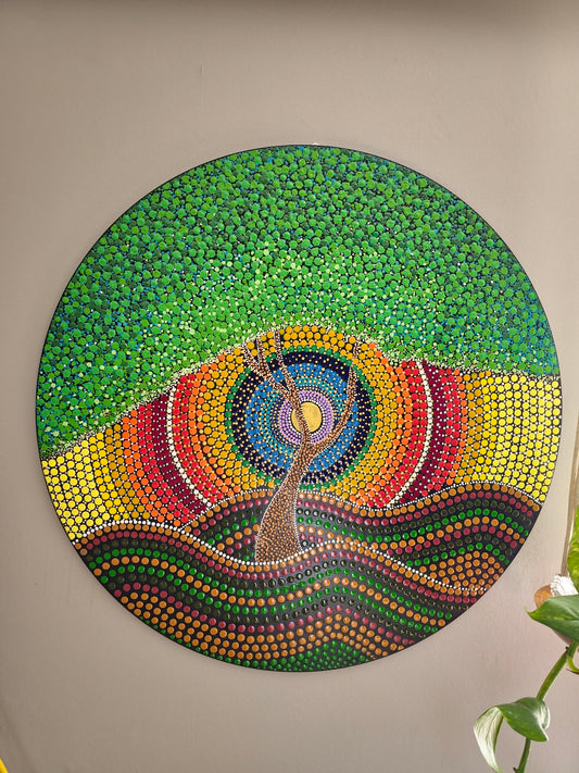 Harmony of Dawn: Tree of Life Unique Mandala Paintings (Commissioned For Maneesh & Anjali)
