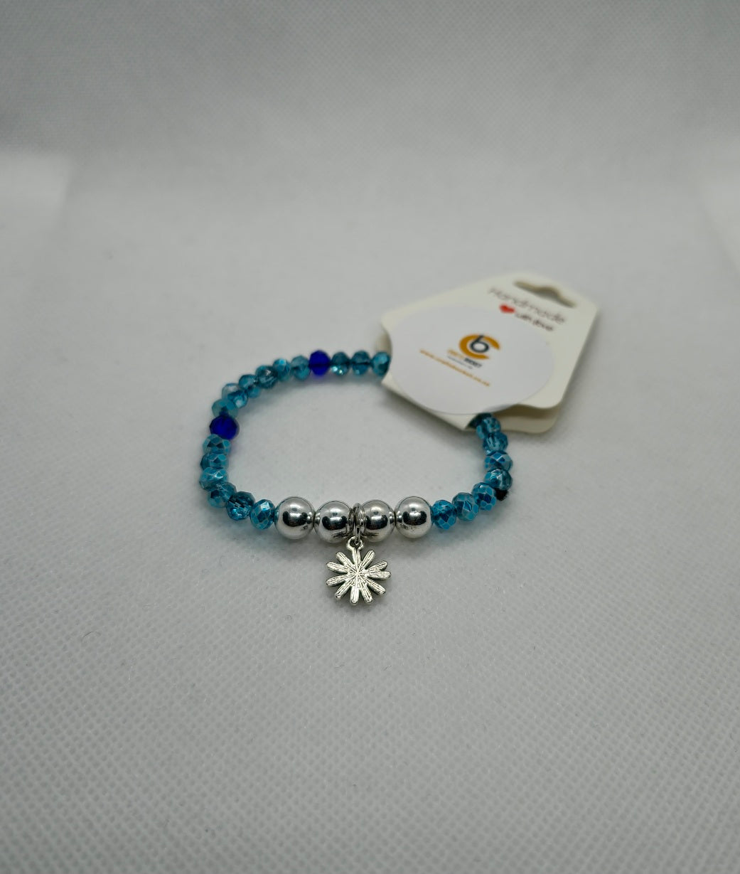 Petals Love: Navy and Sky Blue Beaded Stretch Bracelets