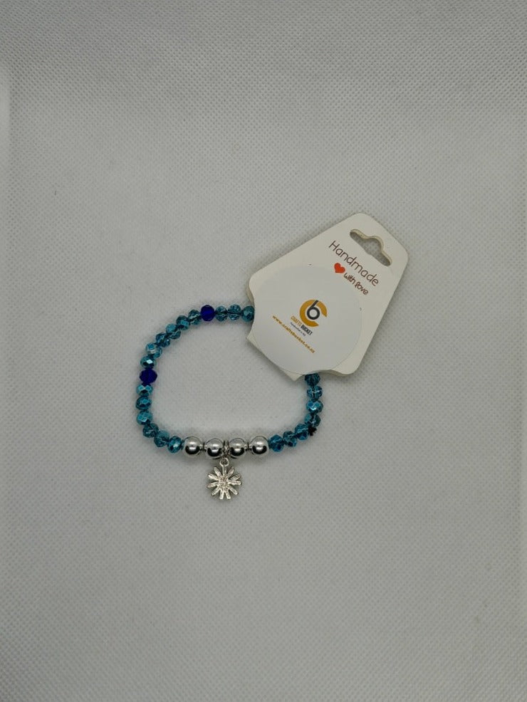 Petals Love: Navy and Sky Blue Beaded Stretch Bracelets