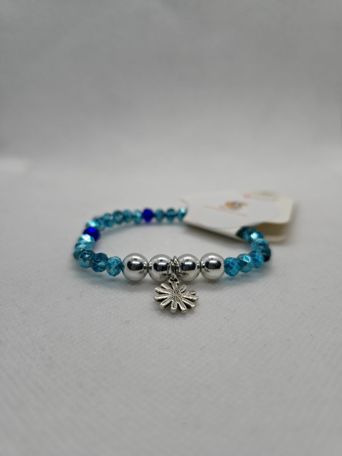 Petals Love: Navy and Sky Blue Beaded Stretch Bracelets