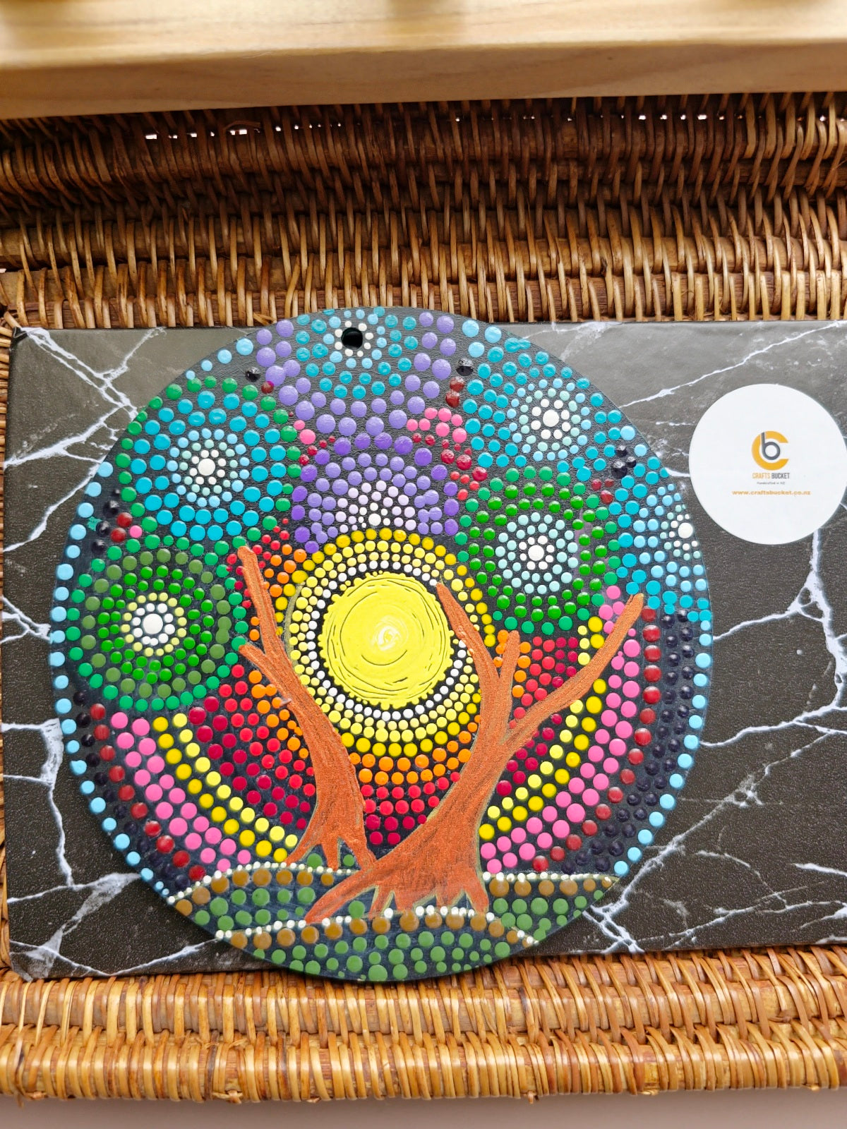 Radiant Joy: Handcrafted Landscape Dot Mandala Fridge Magnets