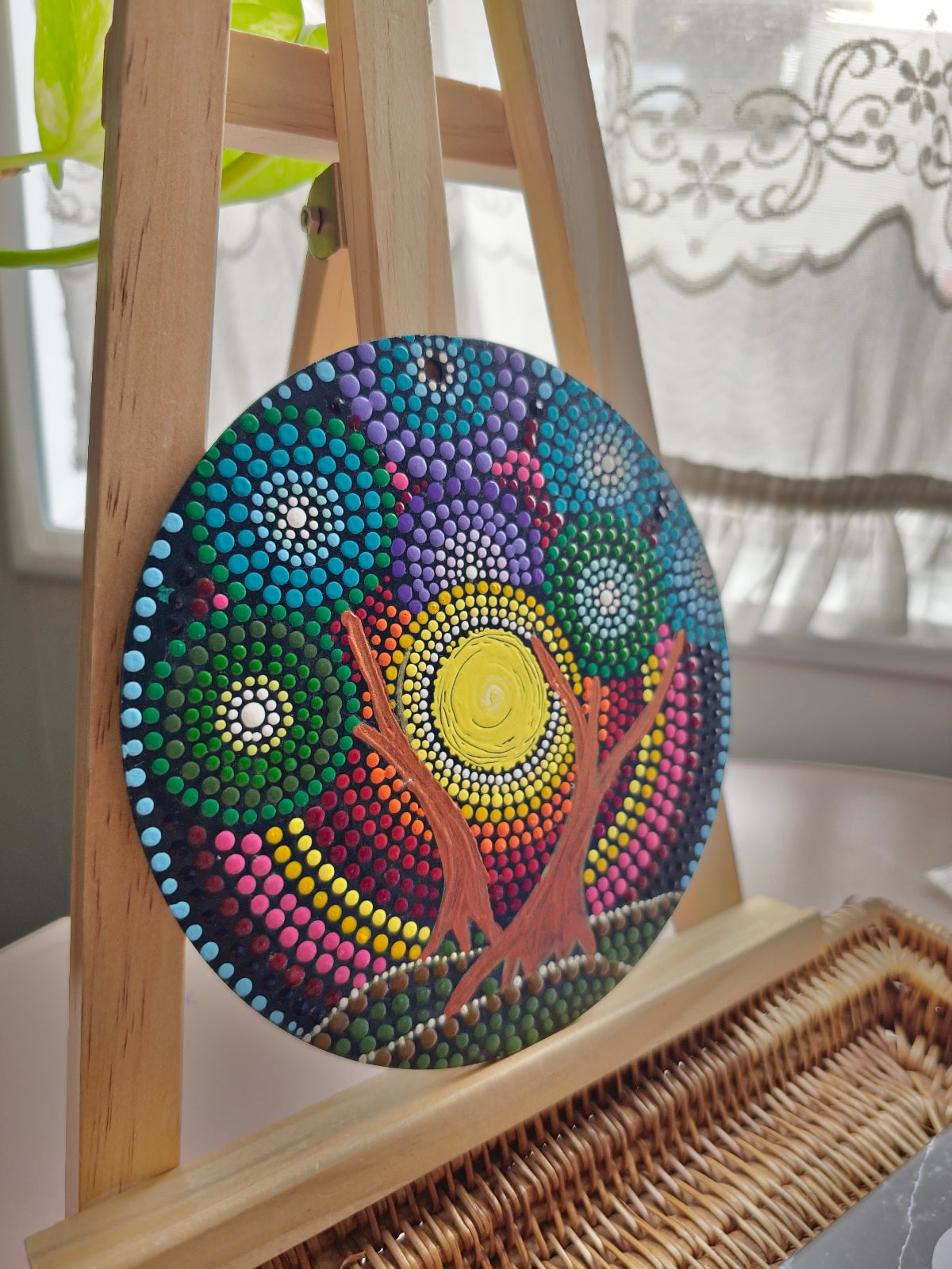 Radiant Joy: Handcrafted Landscape Dot Mandala Fridge Magnets