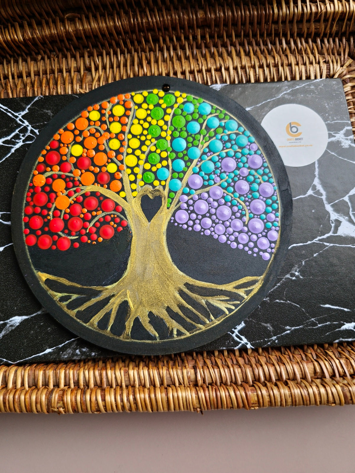 Joyful Unity: Hand Painted Colourful Tree of Life Fridge Magnets