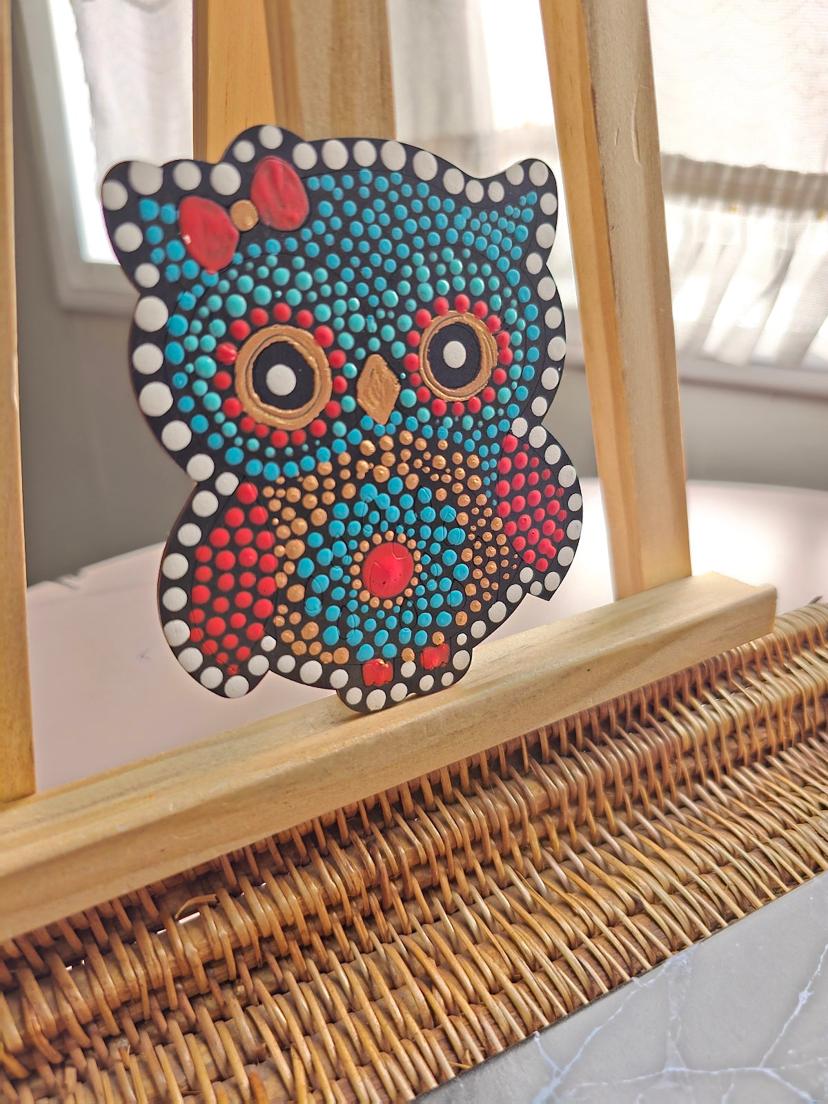 Colourful Owl Dot Mandala Fridge Magnets