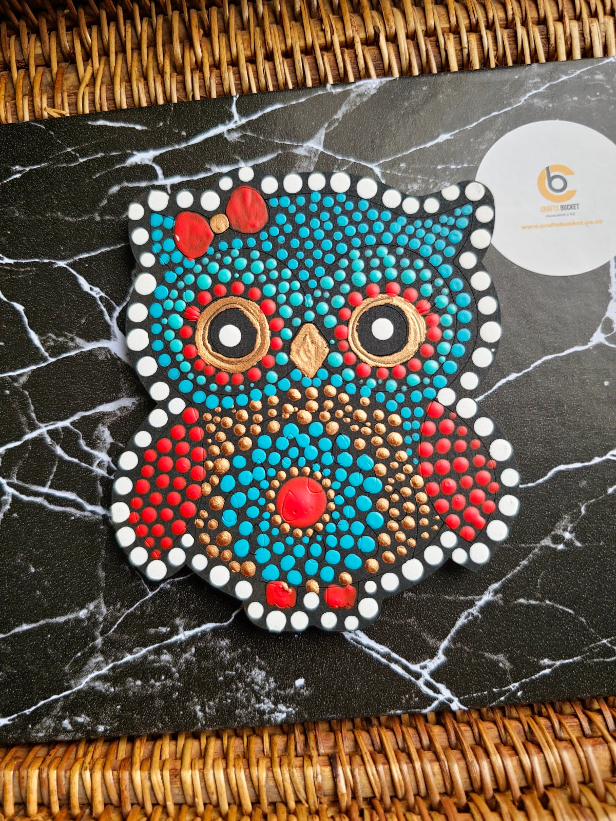 Colourful Owl Dot Mandala Fridge Magnets