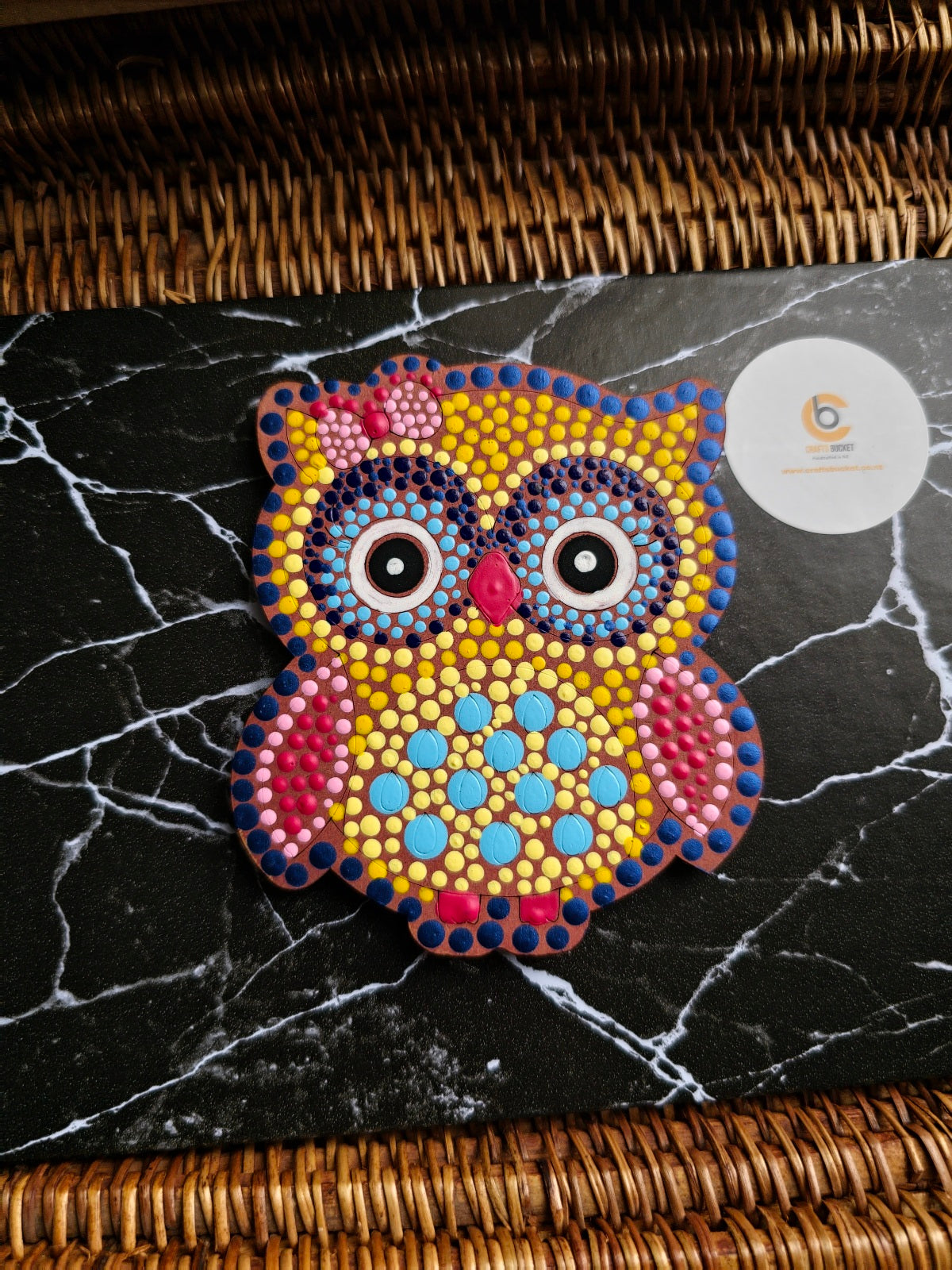 Colourful Owl Dot Mandala Fridge Magnets