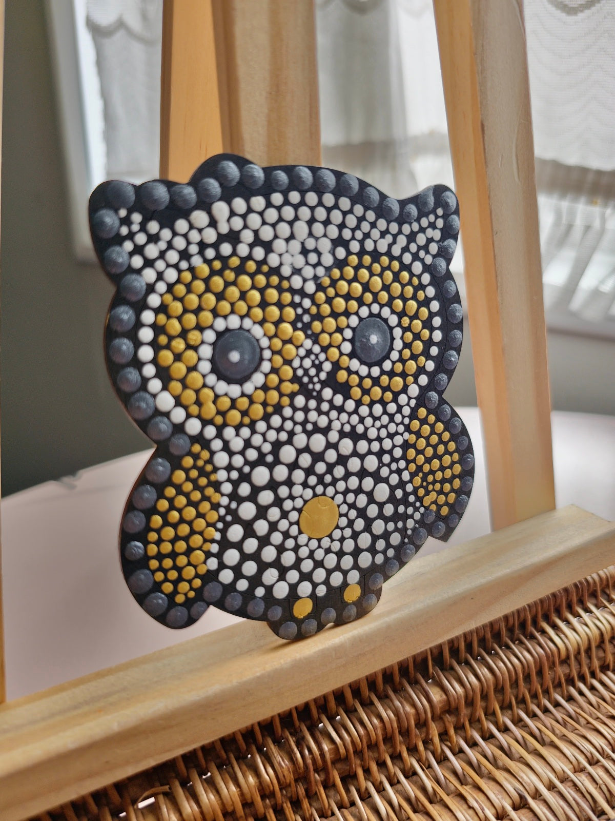 Colourful Owl Dot Mandala Fridge Magnets