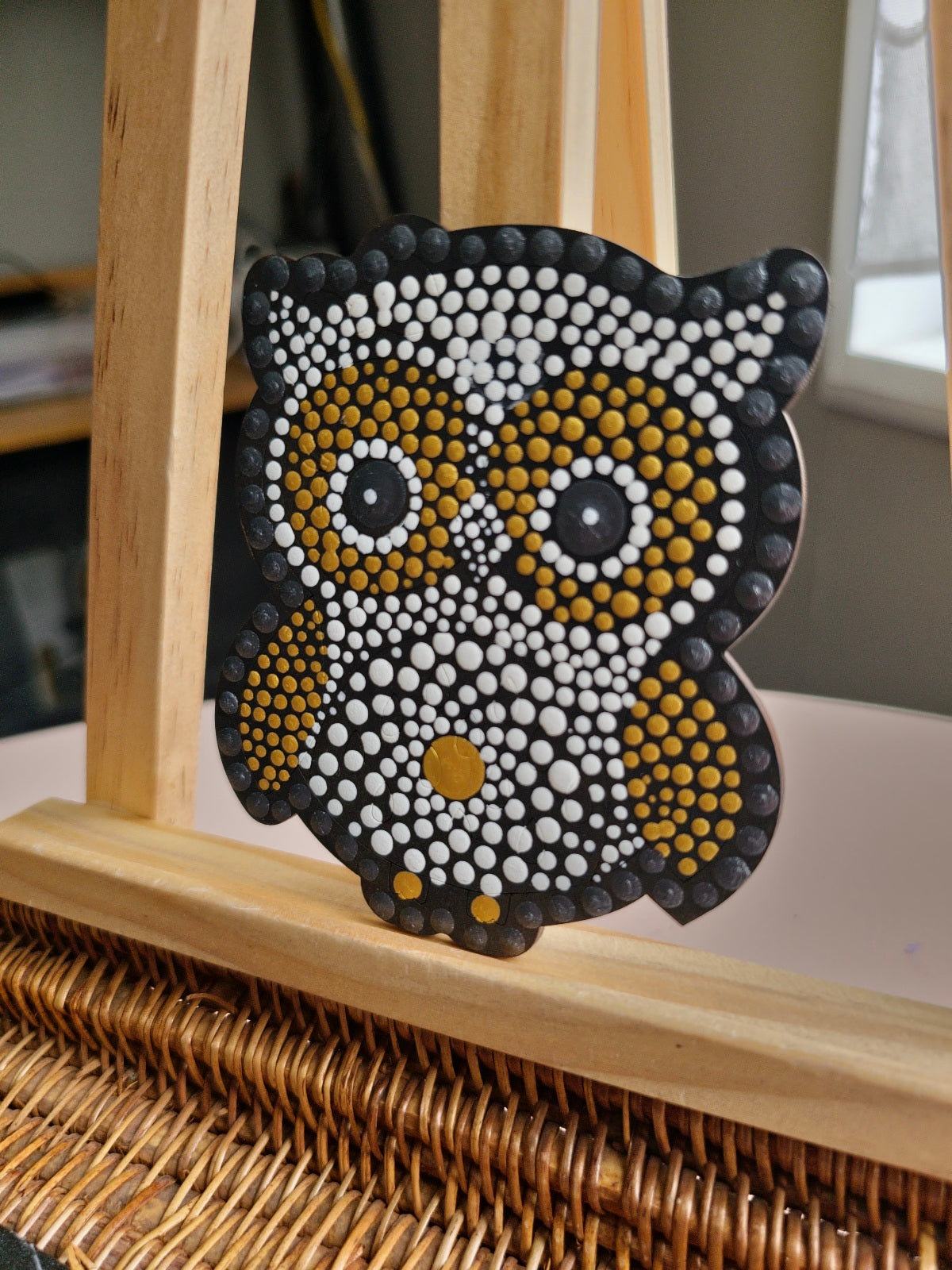 Colourful Owl Dot Mandala Fridge Magnets