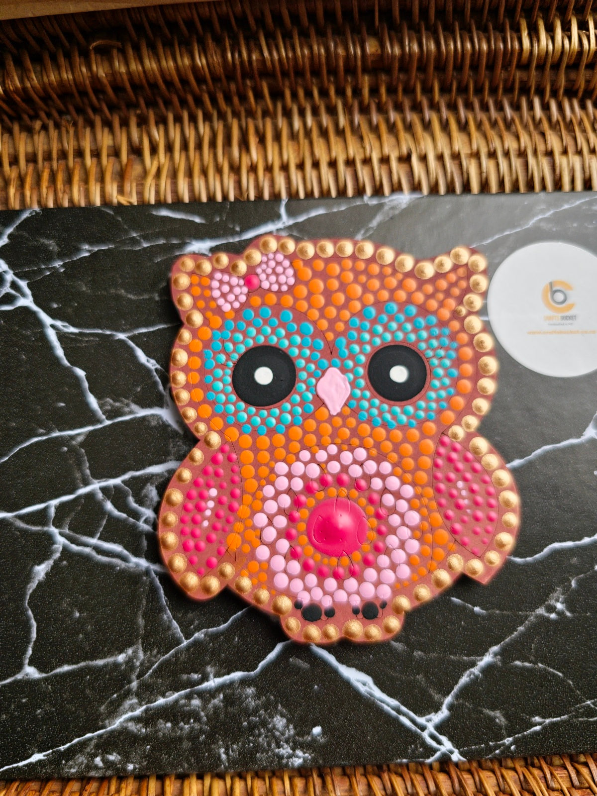 Colourful Owl Dot Mandala Fridge Magnets
