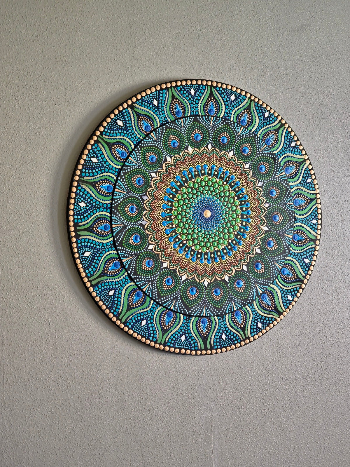 Peacock Inspired Original Hand Painted Mandala Wall Decor Paintings (Commissioned for Joshua & Rebecca)