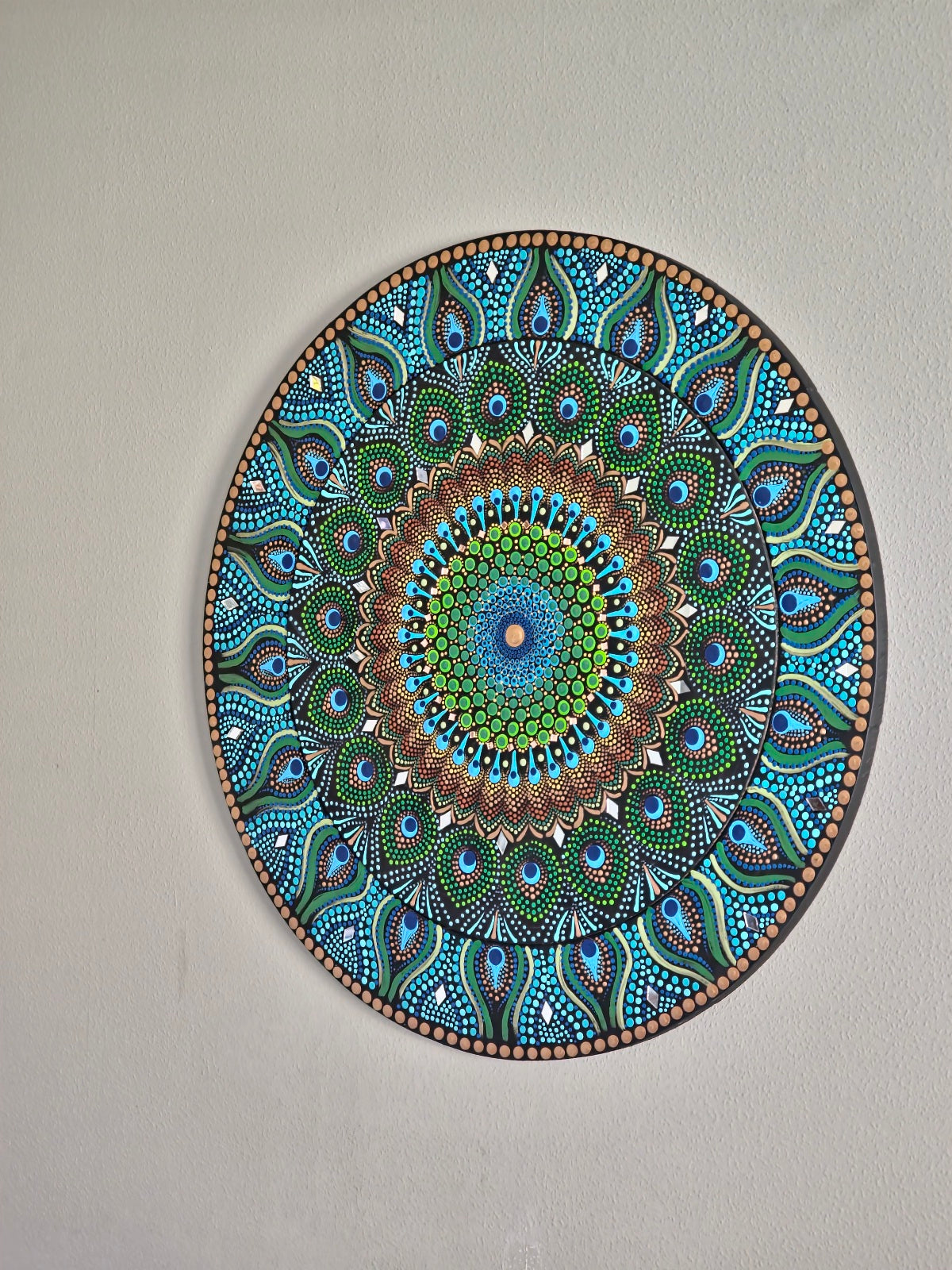 Peacock Inspired Original Hand Painted Mandala Wall Decor Paintings (Commissioned for Joshua & Rebecca)