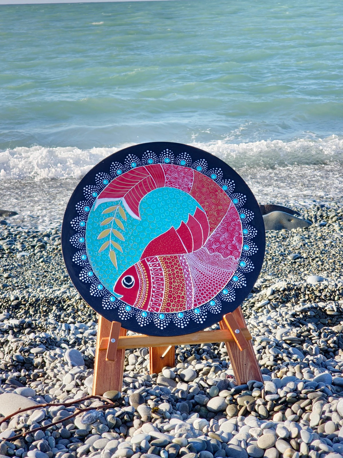 Journey of Colours: Red Fish Fusion Tale in Madhubani and Mandala Paintings