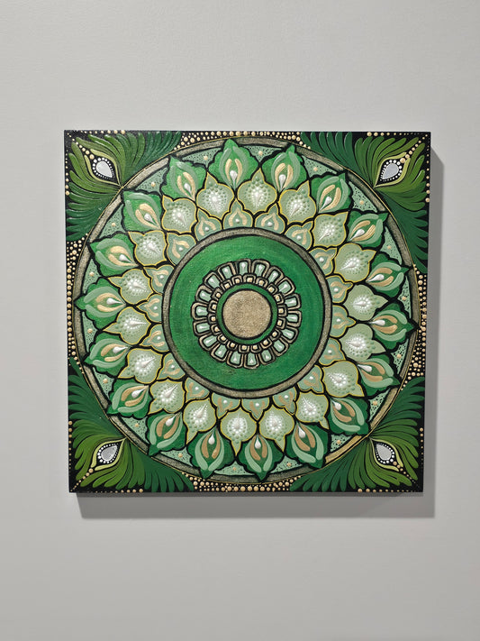 Emerald Sanctuary Original Mandala Paintings