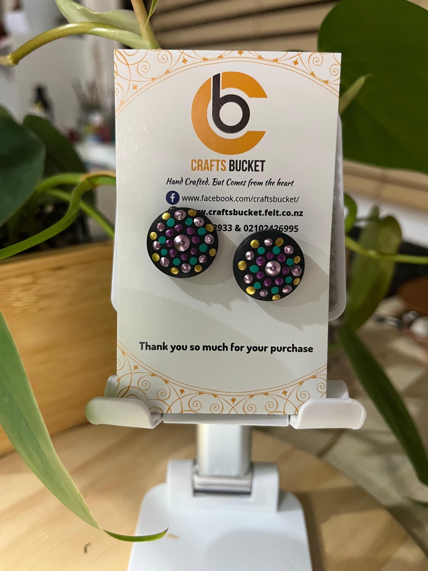Hand Painted Radiant Mandala Stud Earrings