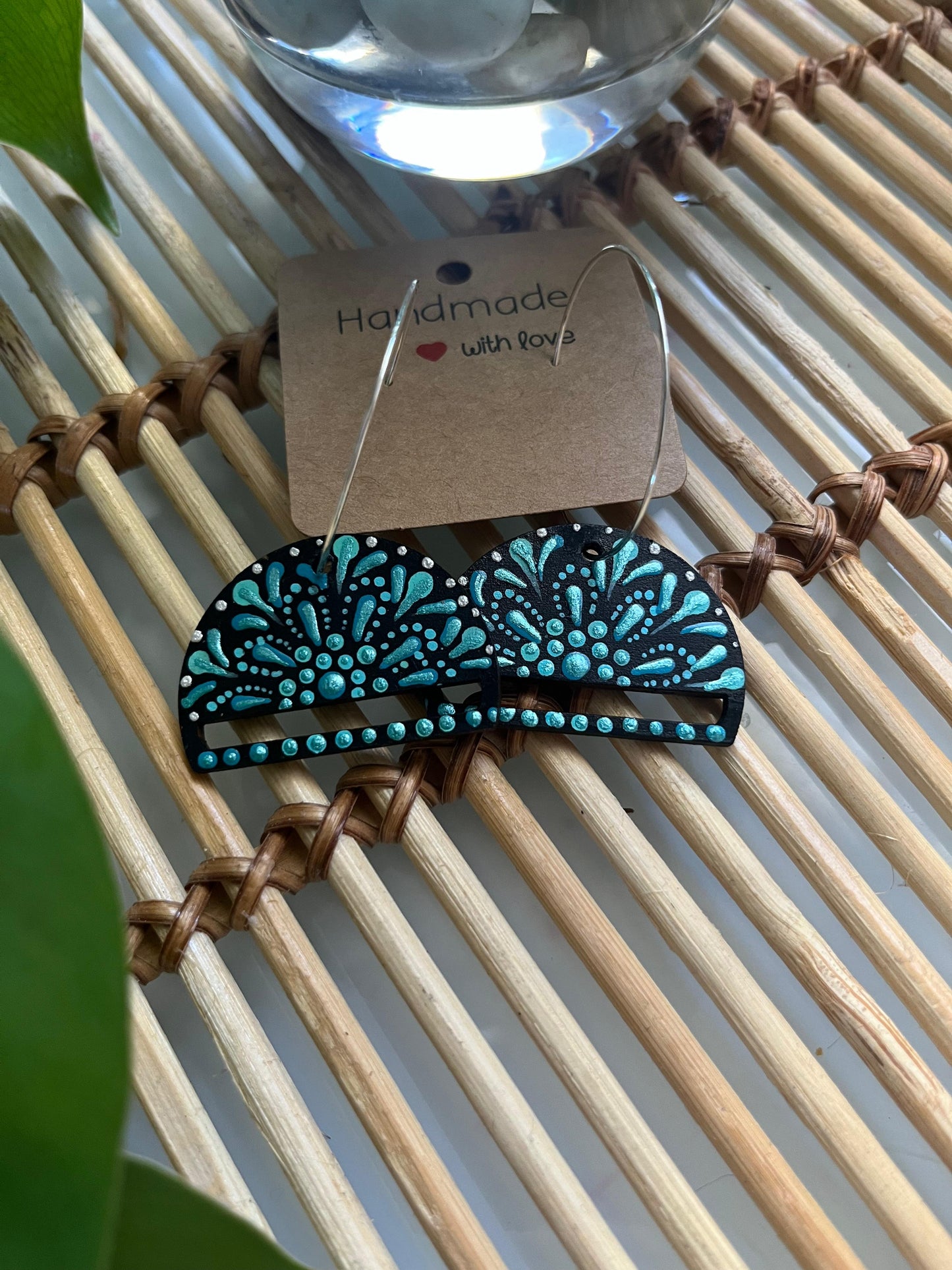 Turquoise Mandala Burst: Handcrafted Earrings