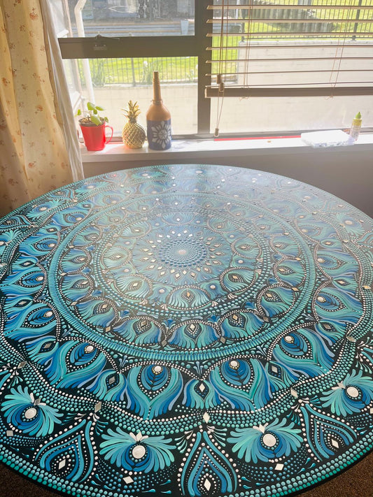 Ocean Whisper: Hand Painted Mandala Wall Decor Paintings (Commissioned For Paul & Bibitha)