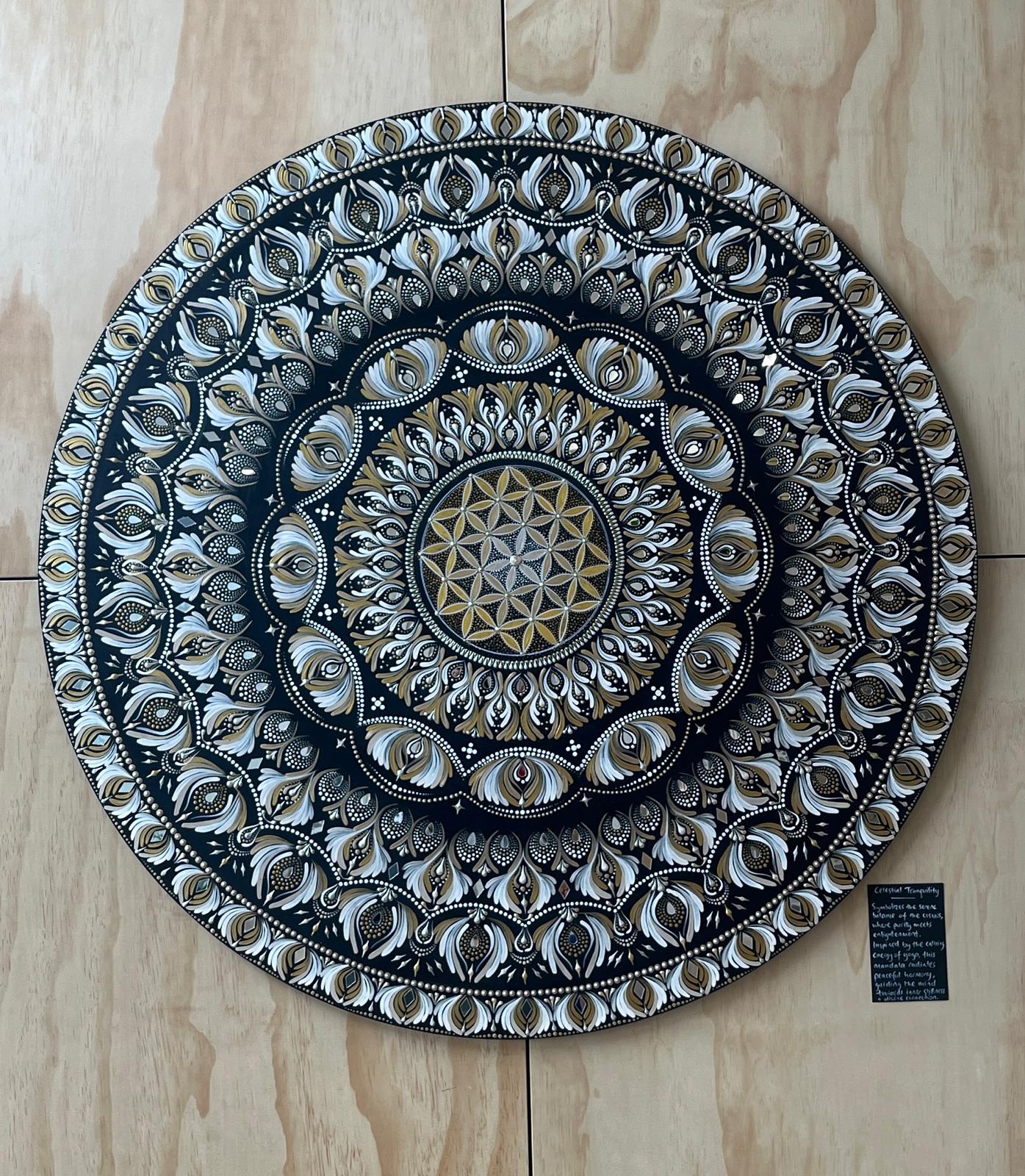 Celestial Tranquility: Hand Painted Mandala Wall Decor Paintings (Commissioned For Leigh Marsden Yoga Studio, Timaru)