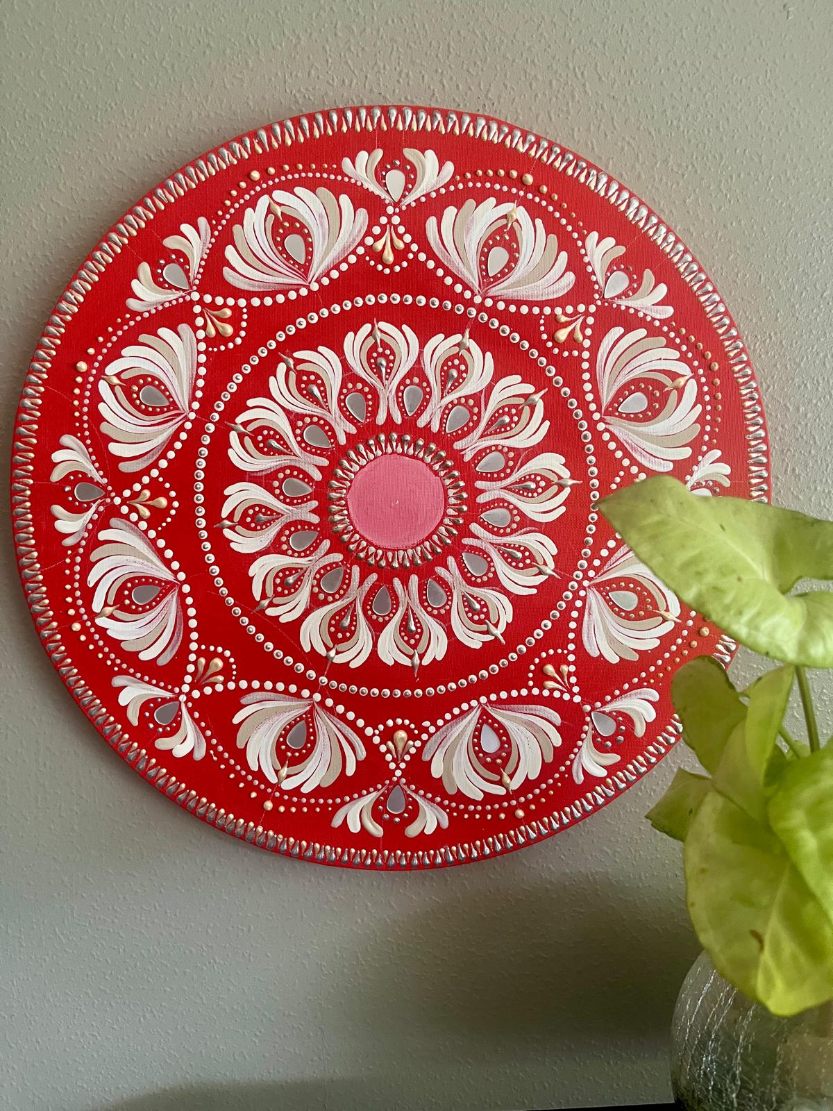 Crimson Radiance Original Mandala Paintings