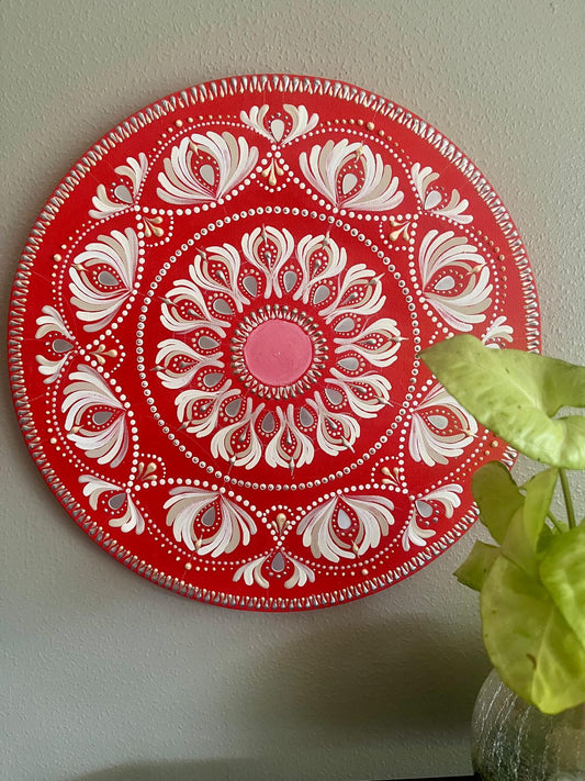 Crimson Radiance Original Mandala Paintings