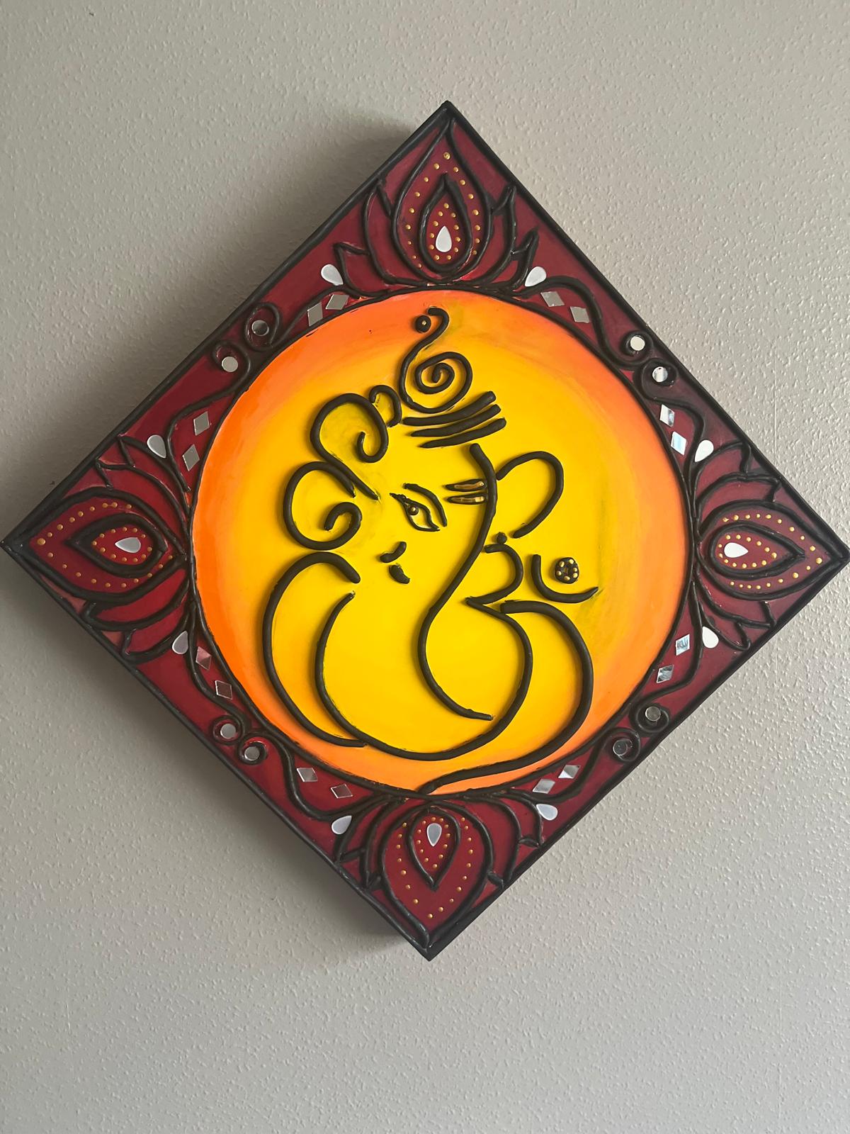Hand Crafted Ganesh Lippanb Art Paintings (Commissioned for Deepak & Vineetha, Christchurch)