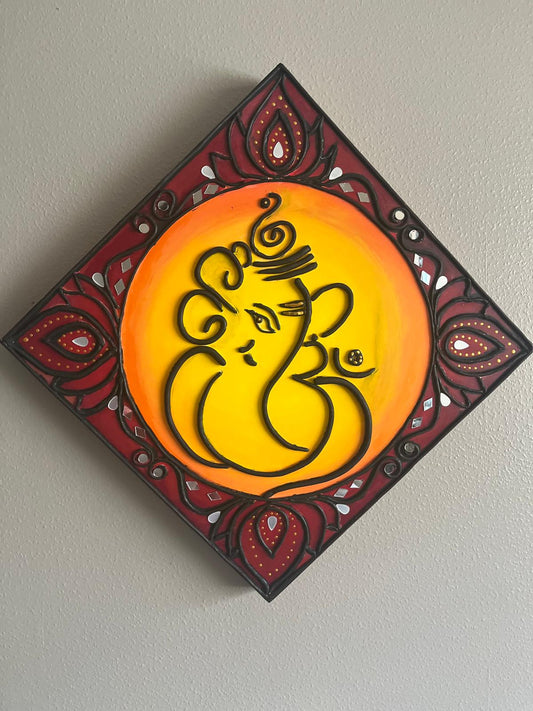Hand Crafted Ganesh Lippanb Art Paintings (Commissioned for Deepak & Vineetha, Christchurch)