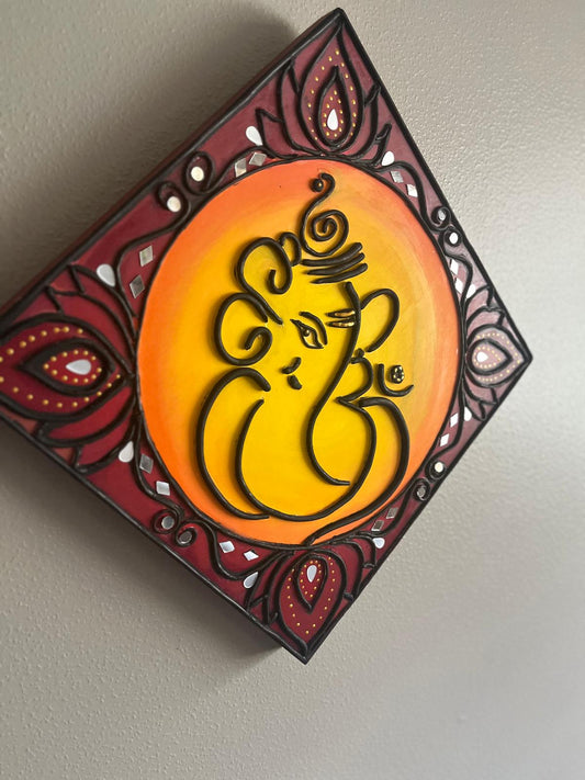 Hand Crafted Ganesh Lippanb Art Paintings (Commissioned for Deepak & Vineetha, Christchurch)