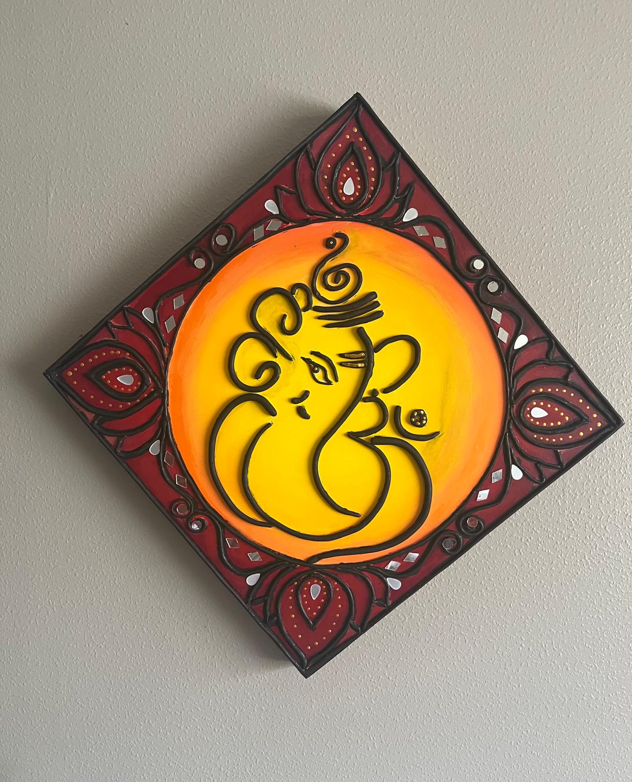 Hand Crafted Ganesh Lippanb Art Paintings (Commissioned for Deepak & Vineetha, Christchurch)