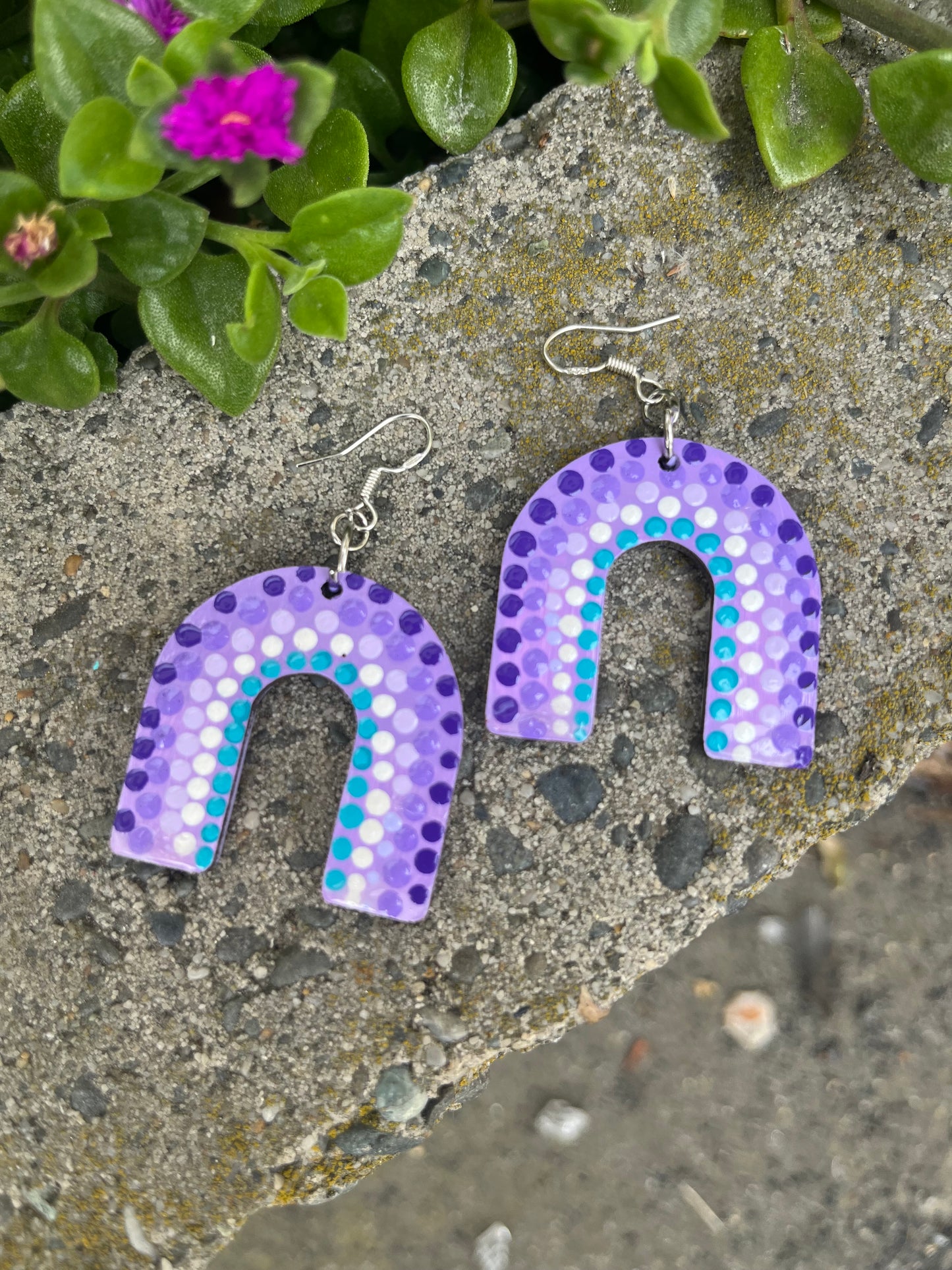 Purple Rainbow: U- Shaped Handcrafted Earrings