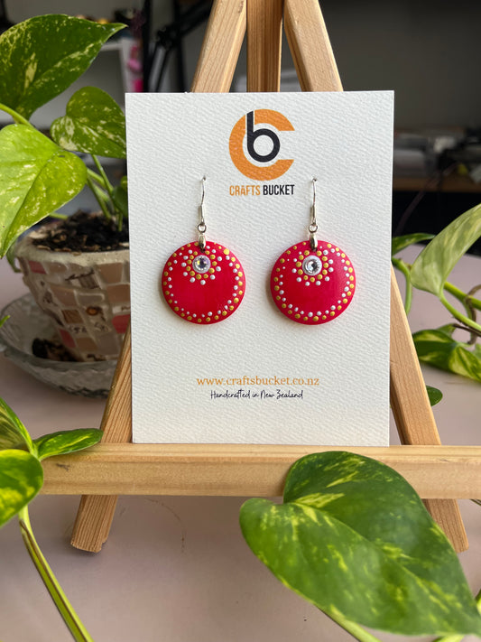 Hand Painted Dot Mandala Earrings