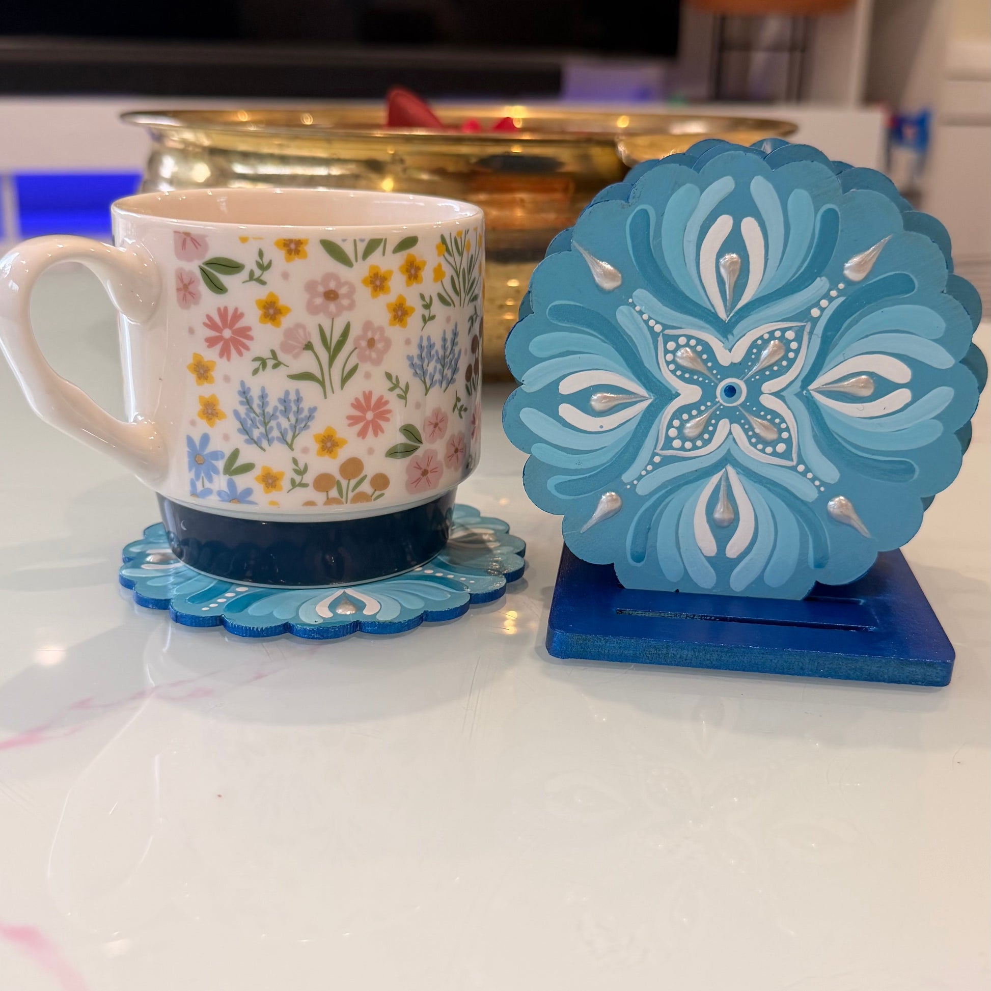 Hand painted evil eye inspired coaster set rom crafts bucket timaru New Zealand