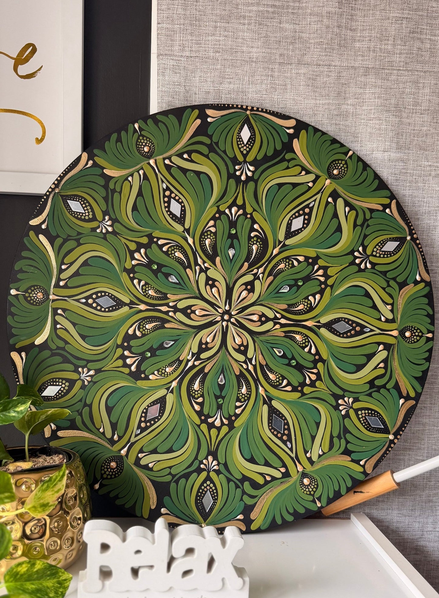 Emerald Harmony Original Mandala Paintings