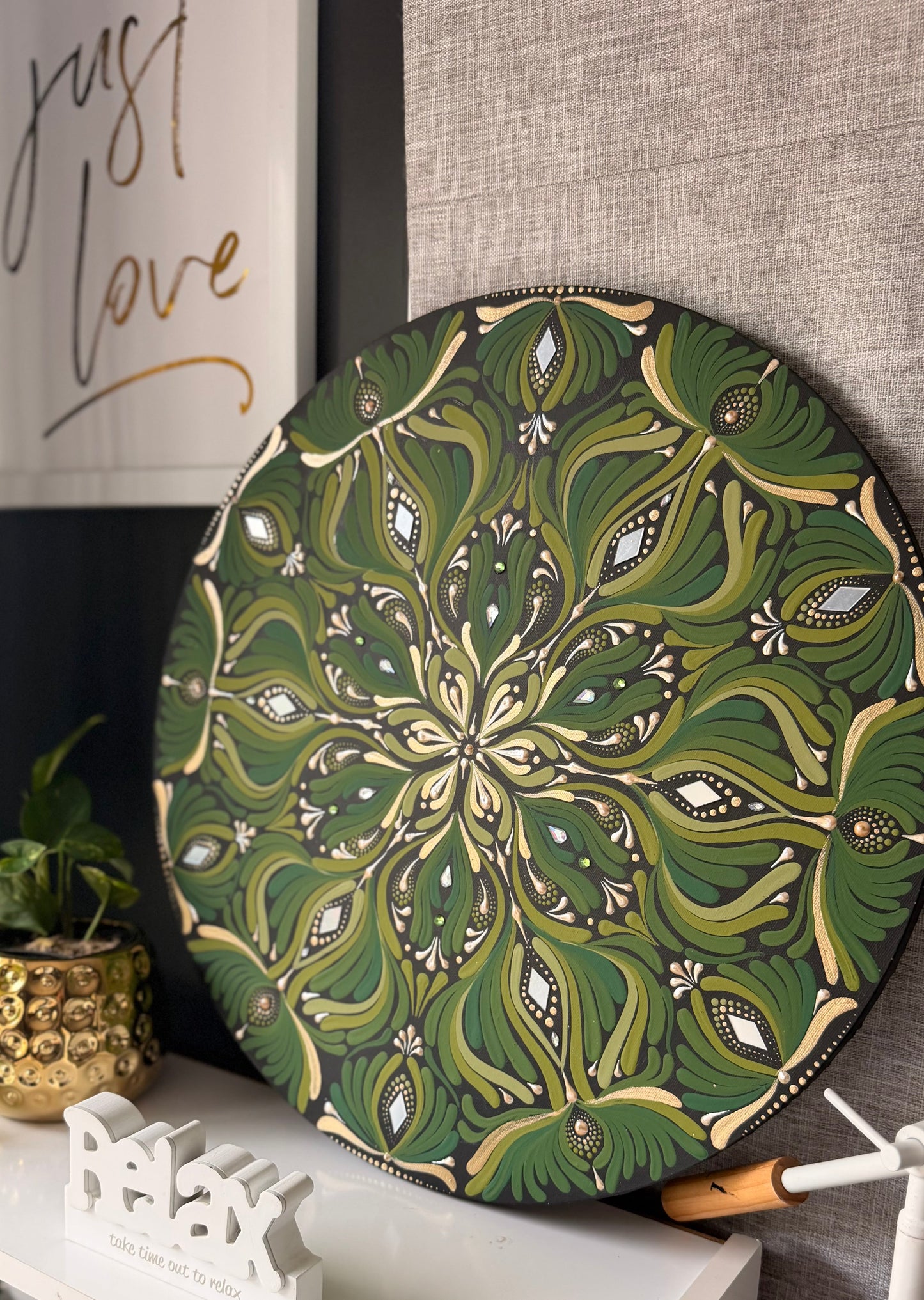 Emerald Harmony Original Mandala Paintings