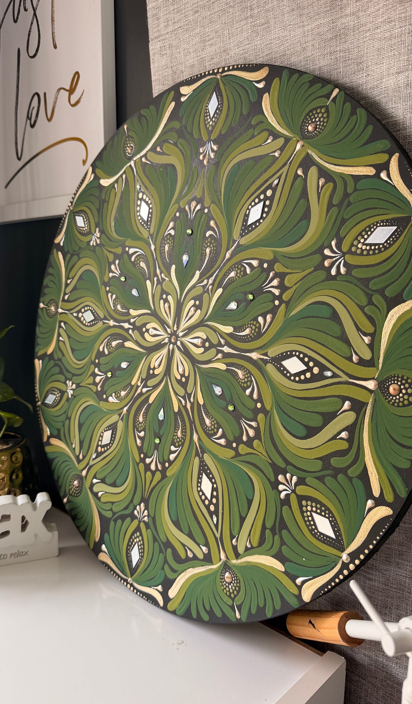 Emerald Harmony Original Mandala Paintings